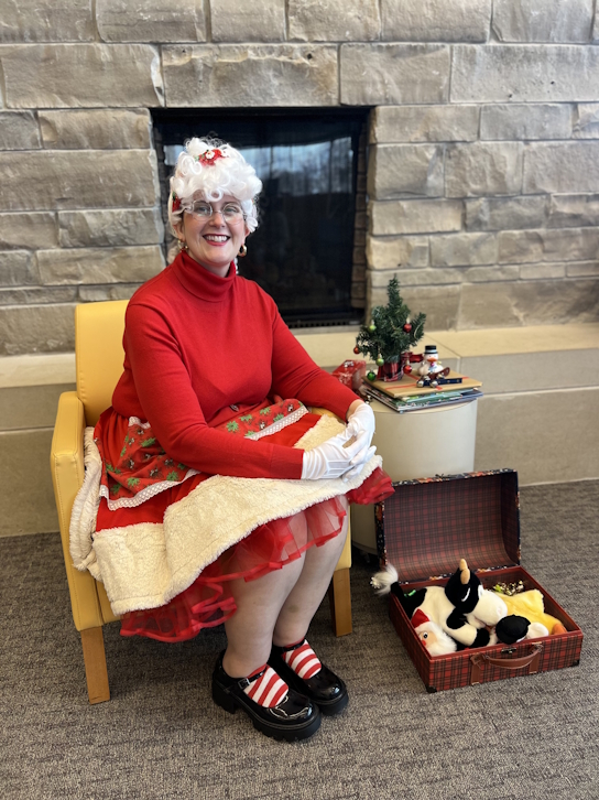 Staff wearing Christmas Clothing