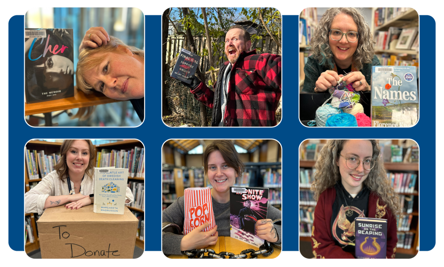 Various staff members with books