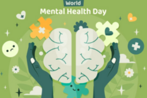 Hands holding a brain promoting mental health